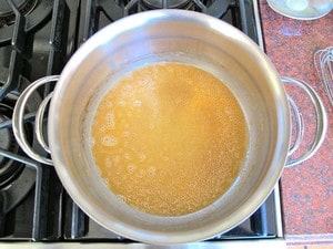 Flour and butter roux in a stock pot.